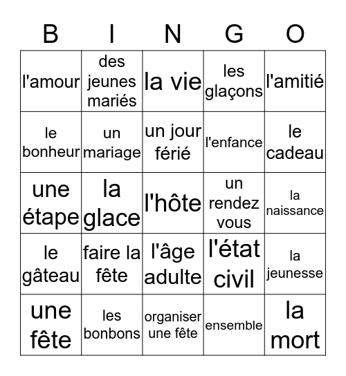 Surprise! Bingo Card