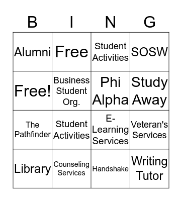 LCSC Resource Fair Bingo Card
