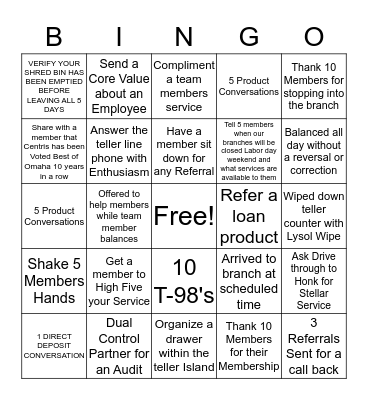 Teller Bingo Card