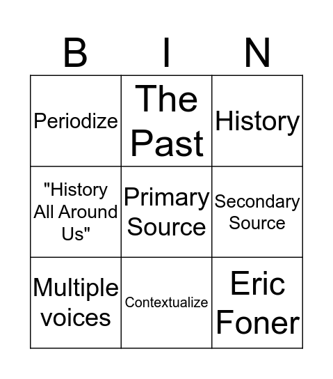 HIST 2000 Introduction Bingo Card