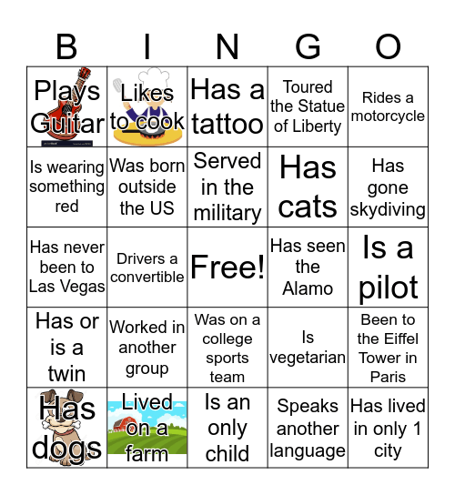 Food & Beverage Ice Breaker Bingo Card