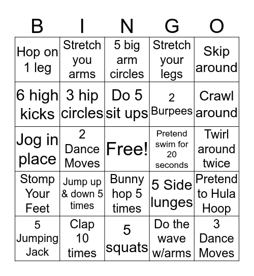 MOVE Bingo Card