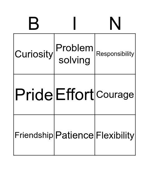 Morality Bingo Card