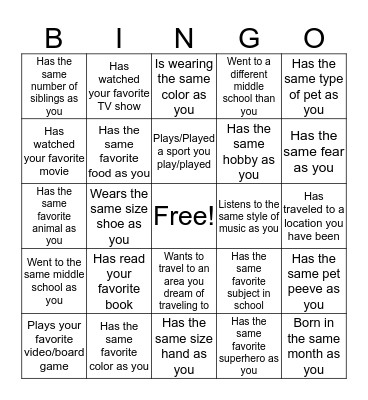 Find Someone Who... Bingo Card