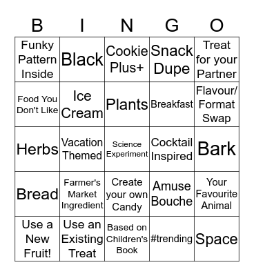 Baking Bingo Card