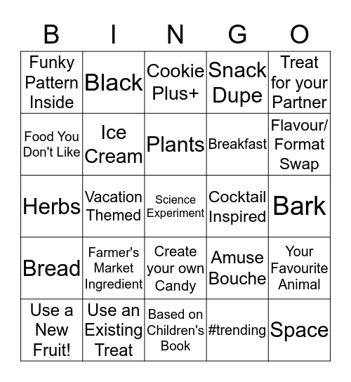 Baking Bingo Card