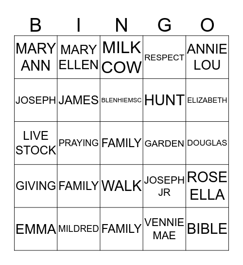 "THE GANG'S ALL HERE 2019' Bingo Card