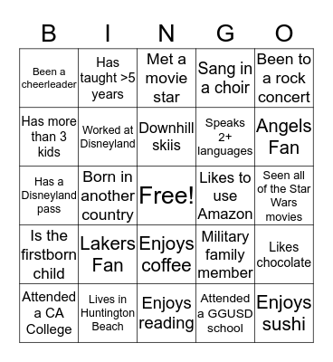 Los Amigos Bingo Card