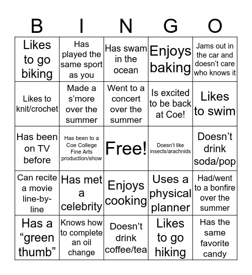 Fall 2019 All Student Leader Training Bingo! Bingo Card