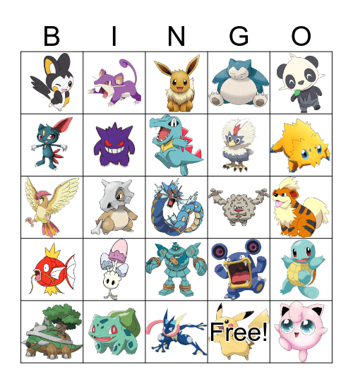 Detective Pikachu Bingo Card