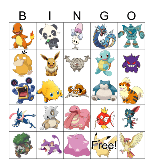 Detective Pikachu Bingo Card