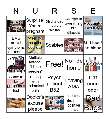 Tomball ED Nurse Bingo Card