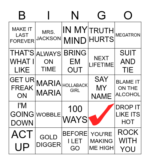 KARAOKE WITH A TWIST 1153 Bingo Card