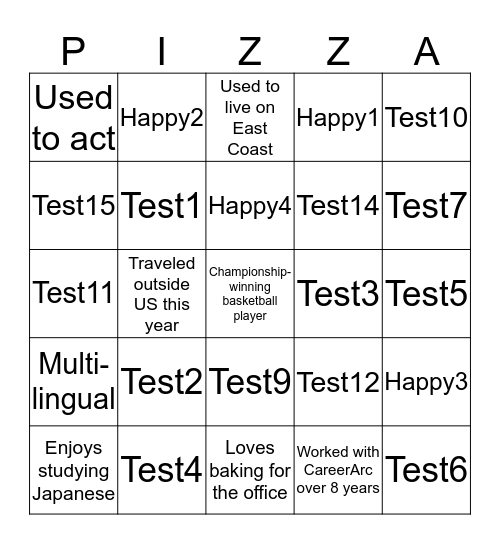 CareerArc TEST Bingo Card