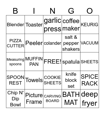 Jennifer's Bridal Shower Bingo Card