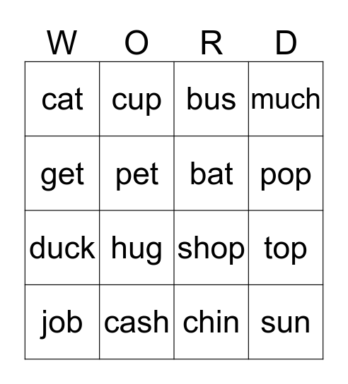 Word Bingo!! Bingo Card