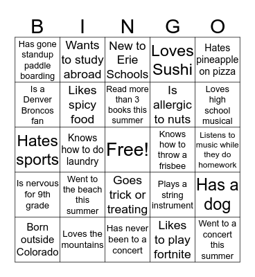 Advisory Bingo! Bingo Card