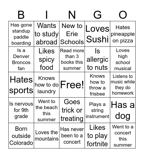 Advisory Bingo! Bingo Card
