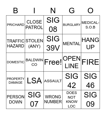 911 DOES IT ALL!! Bingo Card