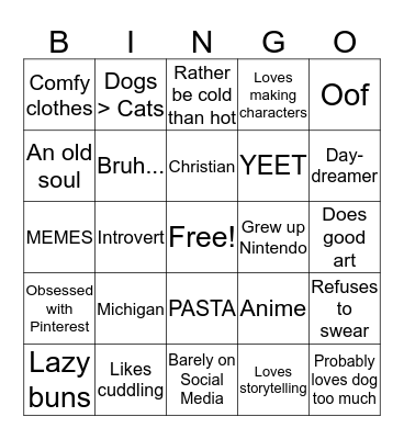 Eryn's Bingo Card