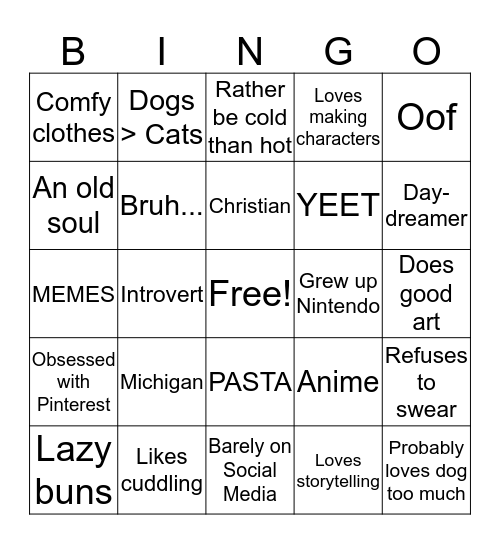 Eryn's Bingo Card