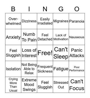 Mental Health BINGO Card