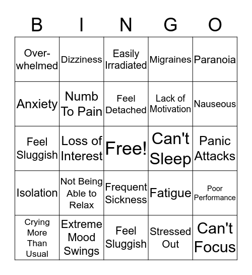 Mental Health BINGO Card