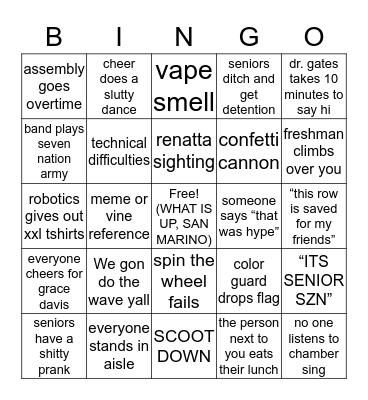 ASSEMBLY BINGO Card