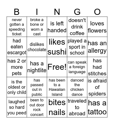 Katie' Baby Shower Bingo Card