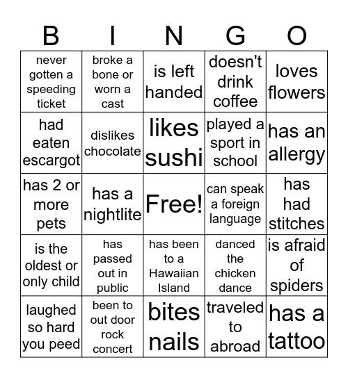 Katie' Baby Shower Bingo Card