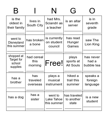 FIND SOMEONE WHO... Bingo Card