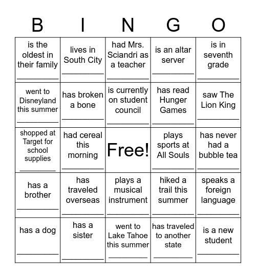 FIND SOMEONE WHO... Bingo Card