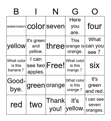 What color is this peach？ Bingo Card