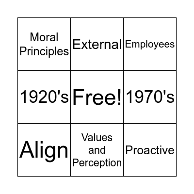 Ethics and Social Responsibility Bingo Card