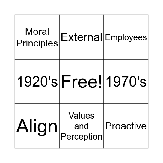 Ethics and Social Responsibility Bingo Card