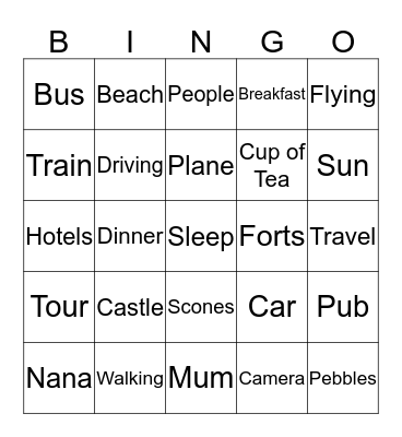 England Bingo Card