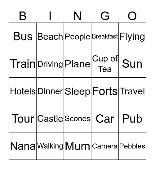 England Bingo Card