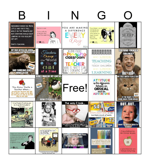 School Meme Bingo Card
