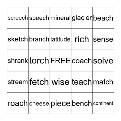 3rd Grade Vocabulary Bingo Card