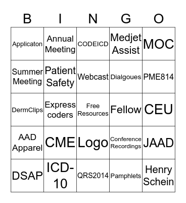 MRC Bingo Card
