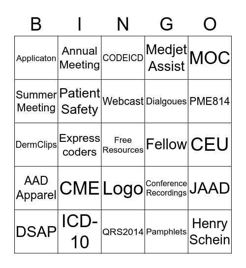 MRC Bingo Card