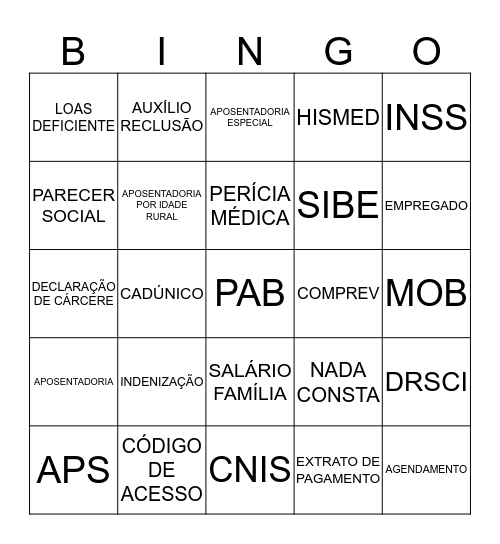 BINGO Card