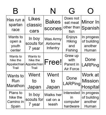 Ice Breaker Bingo Card