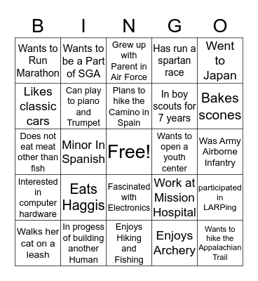 Ice Breaker Bingo Card