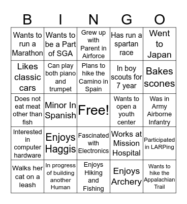 Ice Breaker Bingo Card