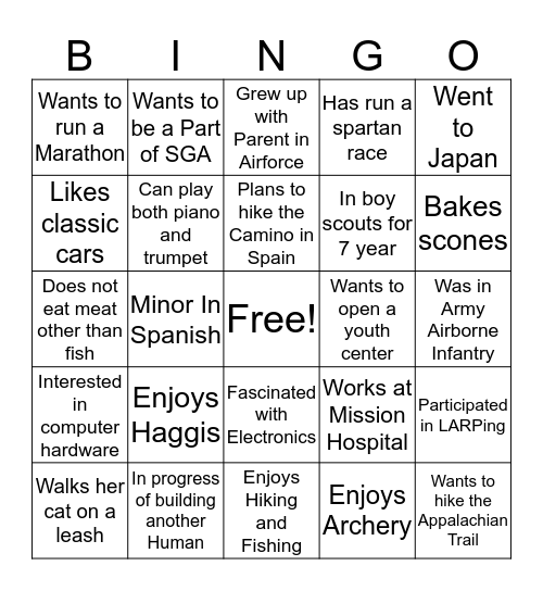 Ice Breaker Bingo Card