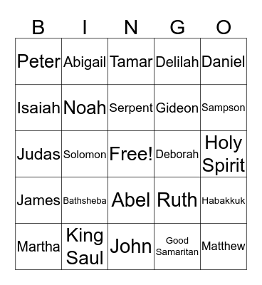 BIBLE BINGO! Bingo Card