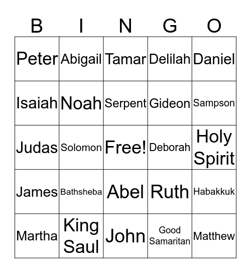 BIBLE BINGO! Bingo Card