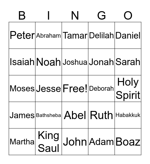 BIBLE BINGO! Bingo Card