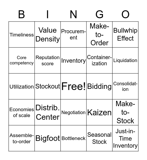 Capsized Clothing Bingo Card